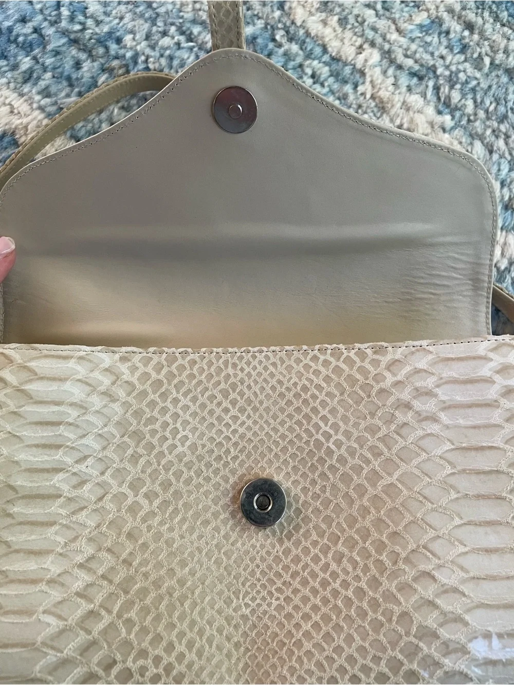 Stuart Weitzman Python Embossed Leather Envelope Shoulder Bag Taupe